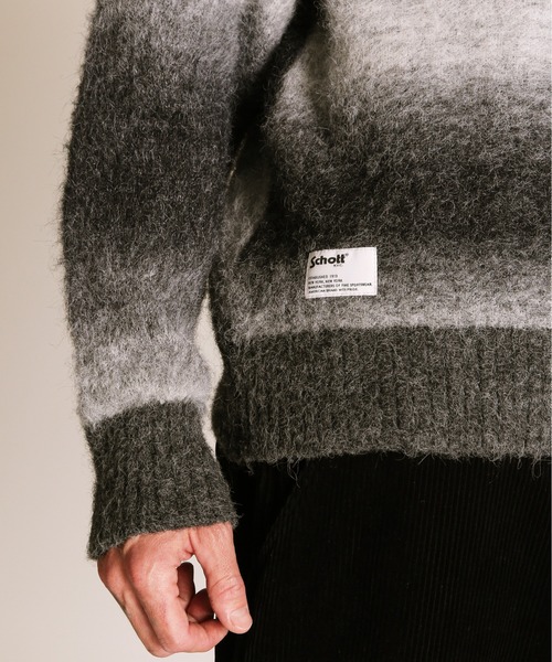 schott（ショット）の「Schott/ショット/GRADATION CREW KNIT/グラデーション クルーニット（ニット/セーター・メンズ・ベージュ/ブラック・M/XL/L）」の9枚目の写真