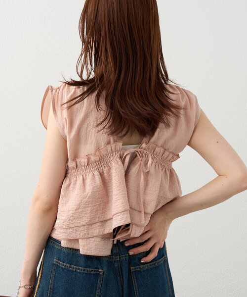 w closet（ダブルクローゼット）の「【６色展開】マルチWAYフリルブラウス（シャツ/ブラウス・レディース・ブルー/アイボリー/ブラック/ピンク/ブラウン/イエロー・FREE）」の18枚目の写真