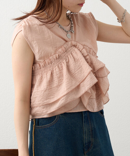 w closet（ダブルクローゼット）の「【６色展開】マルチWAYフリルブラウス（シャツ/ブラウス・レディース・ブルー/アイボリー/ブラック/ピンク/ブラウン/イエロー・FREE）」の17枚目の写真