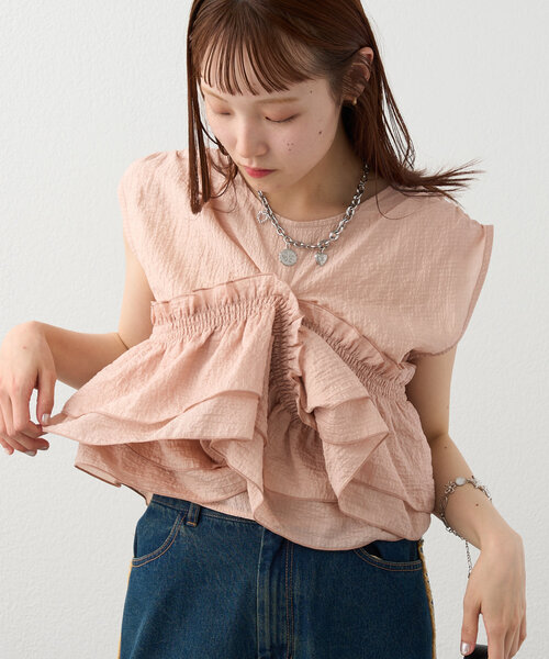 w closet（ダブルクローゼット）の「【６色展開】マルチWAYフリルブラウス（シャツ/ブラウス・レディース・ブルー/アイボリー/ブラック/ピンク/ブラウン/イエロー・FREE）」の16枚目の写真