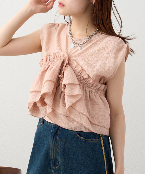 w closet（ダブルクローゼット）の「【６色展開】マルチWAYフリルブラウス（シャツ/ブラウス・レディース・ブルー/アイボリー/ブラック/ピンク/ブラウン/イエロー・FREE）」の15枚目の写真