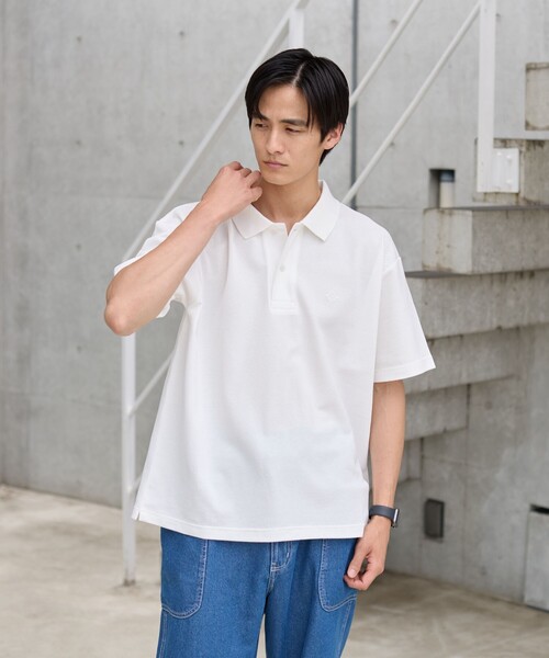 coen（コーエン）の「【CEC】ロゴ刺繍カノコポロシャツ（ポロシャツ・メンズ・ホワイト/ブラック/グレー/モカ・M/L/XL）」の5枚目の写真