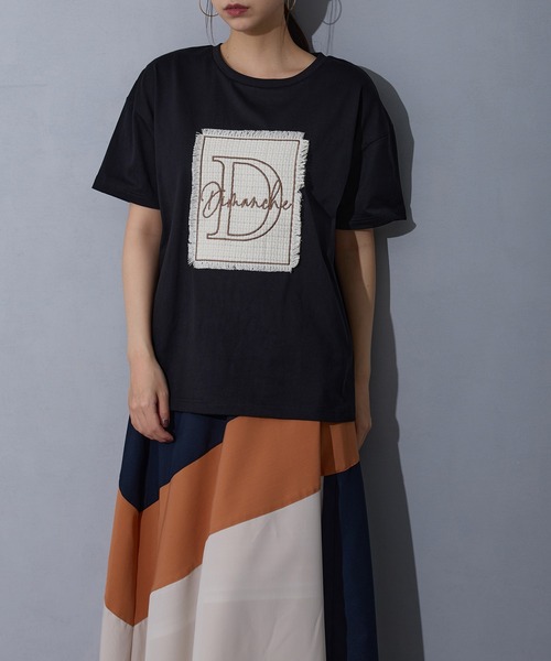 NICOLE white（ニコルホワイト）の「刺繍デザインTシャツ（Tシャツ/カットソー・レディース・オフホワイト/ブラック/ブルー・FREE）」の8枚目の写真