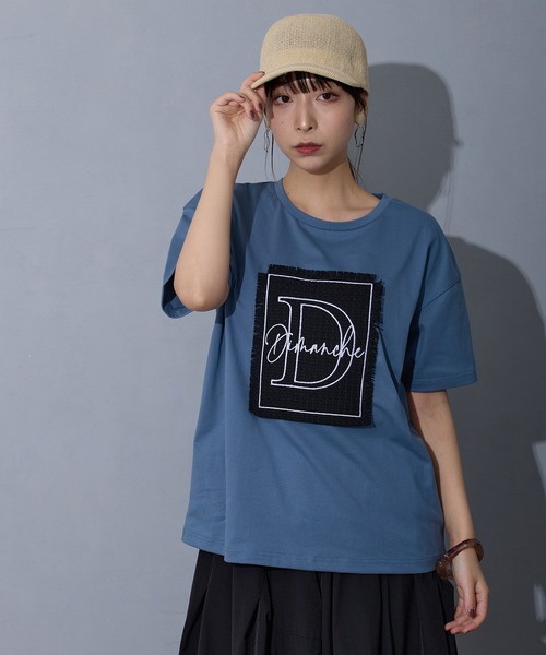 NICOLE white（ニコルホワイト）の「刺繍デザインTシャツ（Tシャツ/カットソー・レディース・オフホワイト/ブラック/ブルー・FREE）」の11枚目の写真