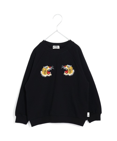 MAKE YOUR DAY（メイクユアデイ）の「トラ刺繍ファミリー裏毛トレーナー■150.160cm（スウェット・キッズ・カーキ/ブラック・150/160）」の3枚目の写真