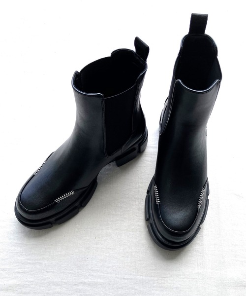 Q(キュー)の「サイドゴアブーツ(ブーツ・レディース・ブラック・23.5)」の3枚目の写真