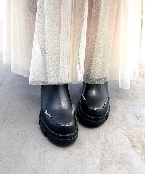 Q(キュー)の「サイドゴアブーツ(ブーツ・レディース・ブラック・23.5)」の7枚目の写真