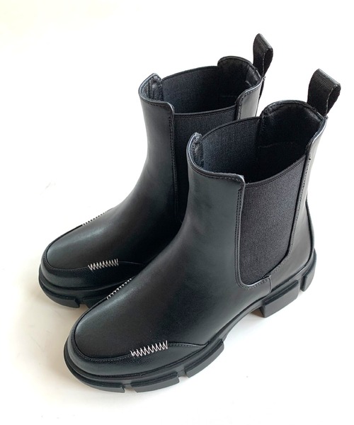 Q(キュー)の「サイドゴアブーツ(ブーツ・レディース・ブラック・23.5)」の9枚目の写真