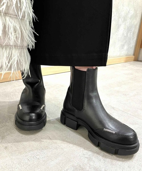 Q(キュー)の「サイドゴアブーツ(ブーツ・レディース・ブラック・23.5)」の10枚目の写真