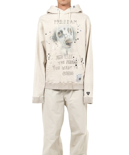 Maison MIHARA YASUHIRO（メゾンミハラヤスヒロ）の「Dog Printed Embellished Distressed Hoodie（スウェット・メンズ・ホワイト/ブラック・48/46/44）」の14枚目の写真