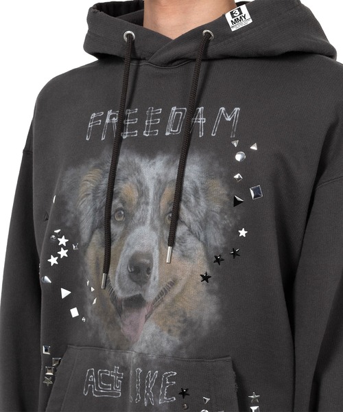 Maison MIHARA YASUHIRO（メゾンミハラヤスヒロ）の「Dog Printed Embellished Distressed Hoodie（スウェット・メンズ・ホワイト/ブラック・48/46/44）」の11枚目の写真
