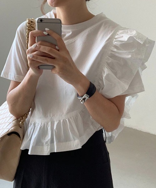 Aelina(エリナ)の「フリル半袖トップス(その他トップス・レディース・ホワイト・F)」の7枚目の写真