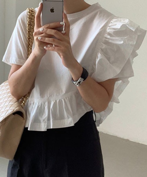 Aelina(エリナ)の「フリル半袖トップス(その他トップス・レディース・ホワイト・F)」の11枚目の写真