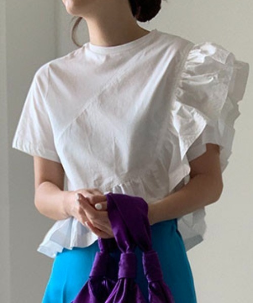 Aelina(エリナ)の「フリル半袖トップス(その他トップス・レディース・ホワイト・F)」の12枚目の写真
