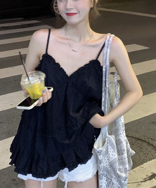 MASHIRO(マシロ)の「【MASHIRO】フリルキャミチュニック(MA/EKW116)(チュニック・レディース・ホワイト/ブラック・FREE)」の10枚目の写真