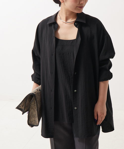 journal standard L'essage(ジャーナルスタンダードレサージュ)の「《セット》シアーストライプ/ムジシャツ&キャミブラウス(シャツ/ブラウス・レディース・ブラック/アイボリー・FREE)」の1枚目の写真