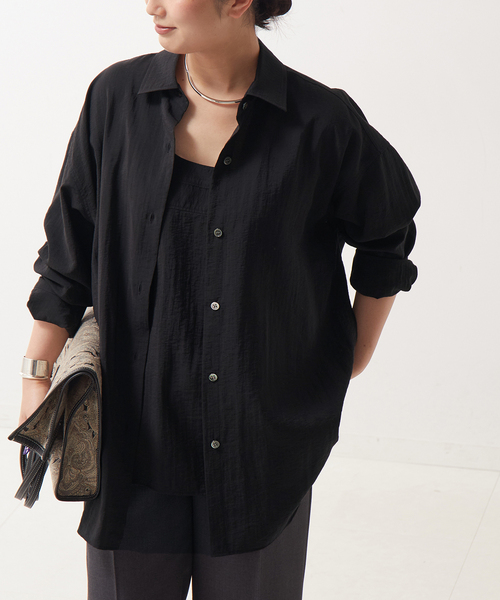 journal standard L'essage(ジャーナルスタンダードレサージュ)の「《セット》シアーストライプ/ムジシャツ&キャミブラウス(シャツ/ブラウス・レディース・ブラック/アイボリー・FREE)」の8枚目の写真