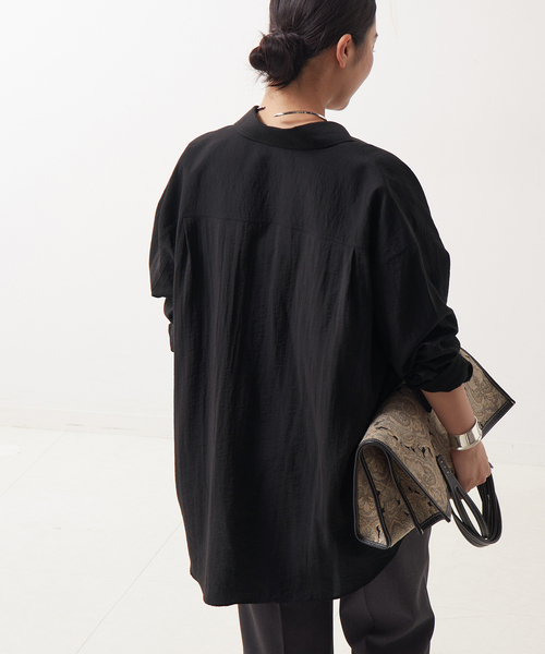 journal standard L'essage(ジャーナルスタンダードレサージュ)の「《セット》シアーストライプ/ムジシャツ&キャミブラウス(シャツ/ブラウス・レディース・ブラック/アイボリー・FREE)」の7枚目の写真