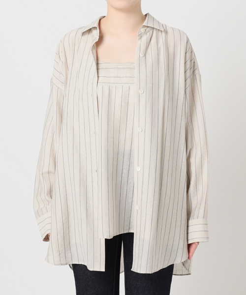 journal standard L'essage(ジャーナルスタンダードレサージュ)の「《セット》シアーストライプ/ムジシャツ&キャミブラウス(シャツ/ブラウス・レディース・ブラック/アイボリー・FREE)」の3枚目の写真