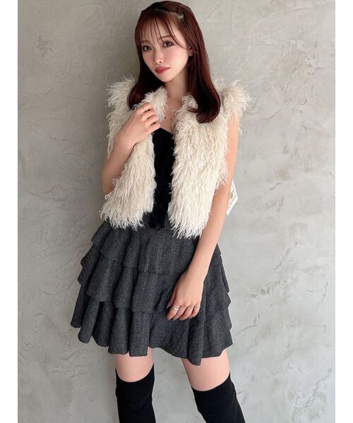 RESEXXY（リゼクシー）の「バストギャザーカスケードキャミ（キャミソール・レディース・ブラック/ピンク/ホワイト・FREE）」の7枚目の写真