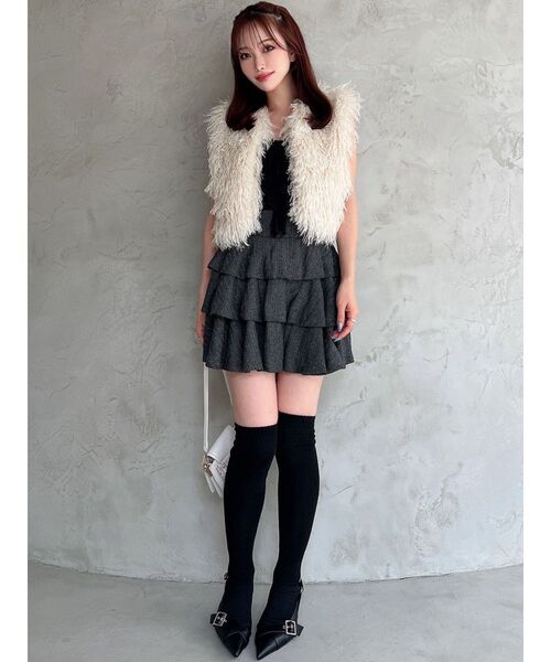 RESEXXY（リゼクシー）の「バストギャザーカスケードキャミ（キャミソール・レディース・ブラック/ピンク/ホワイト・FREE）」の8枚目の写真