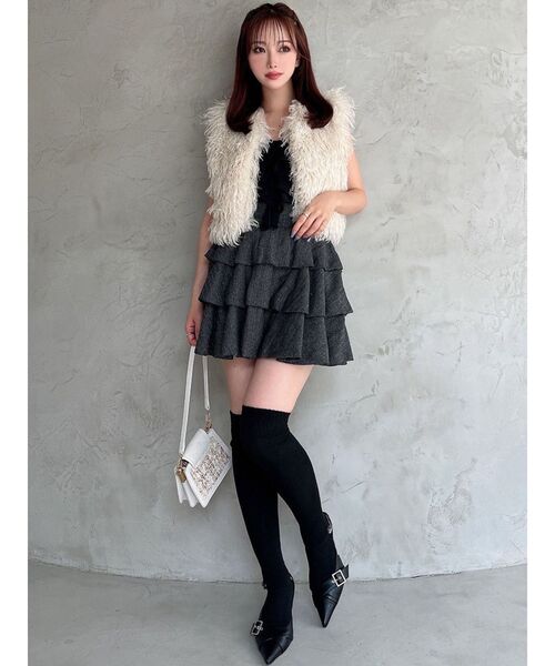 RESEXXY（リゼクシー）の「バストギャザーカスケードキャミ（キャミソール・レディース・ブラック/ピンク/ホワイト・FREE）」の9枚目の写真