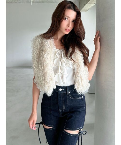 RESEXXY（リゼクシー）の「バストギャザーカスケードキャミ（キャミソール・レディース・ブラック/ピンク/ホワイト・FREE）」の14枚目の写真