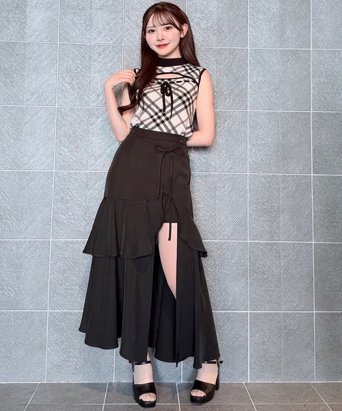 NOMAE(ノーマエ)の「チェックリボンノースリニット(ニット/セーター・レディース・ホワイト系その他/グレー系その他/ベージュ系その他/ブラック系その他・FREE)」の5枚目の写真