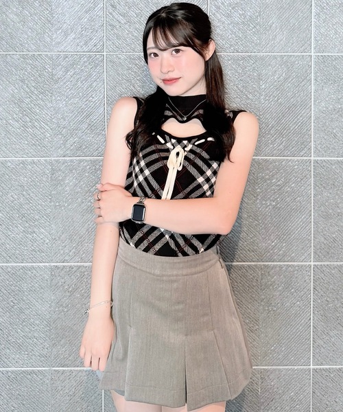 NOMAE(ノーマエ)の「チェックリボンノースリニット(ニット/セーター・レディース・ホワイト系その他/グレー系その他/ベージュ系その他/ブラック系その他・FREE)」の17枚目の写真