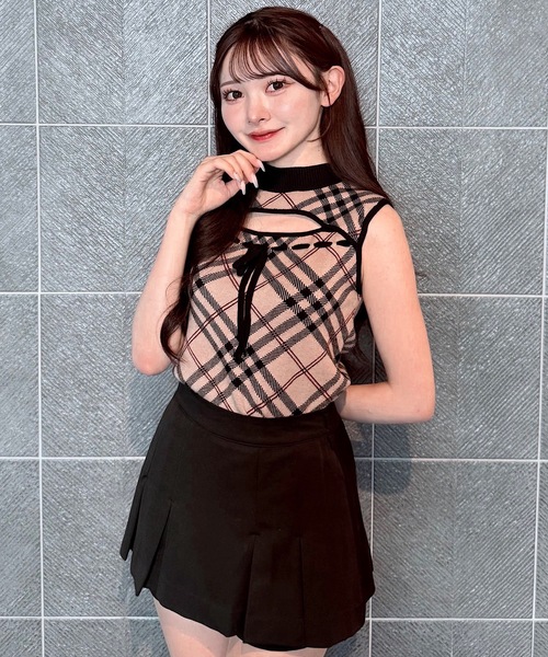 セール】チェックリボンノースリニット（ニット/セーター）｜NOMAE