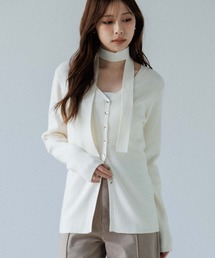 SENEE（セニー）の「choker rib knit cardigan（チョーカーリブニット