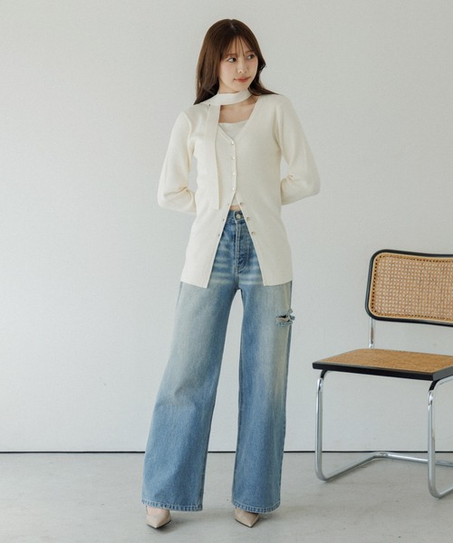 choker rib knit cardigan（チョーカーリブニットカーディガン