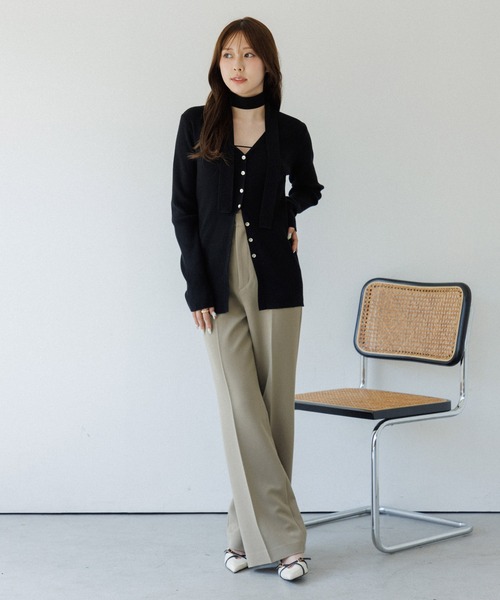 SENEE 完売品 チョーカーリブニットカーディガン ホワイト