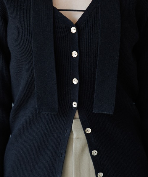 SENEE 完売品 チョーカーリブニットカーディガン ホワイト