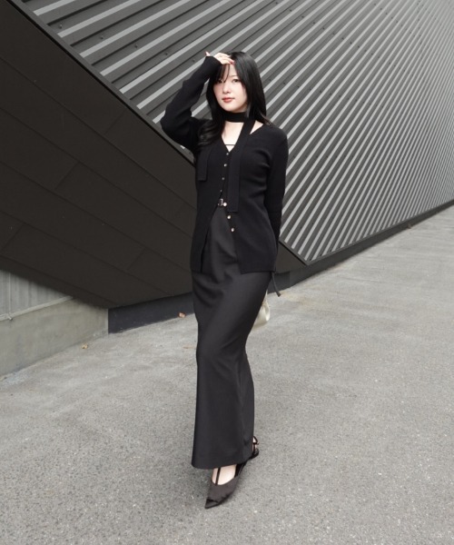 choker rib knit cardigan（チョーカーリブニットカーディガン