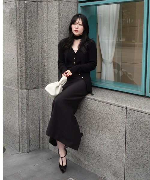 choker rib knit cardigan（チョーカーリブニットカーディガン