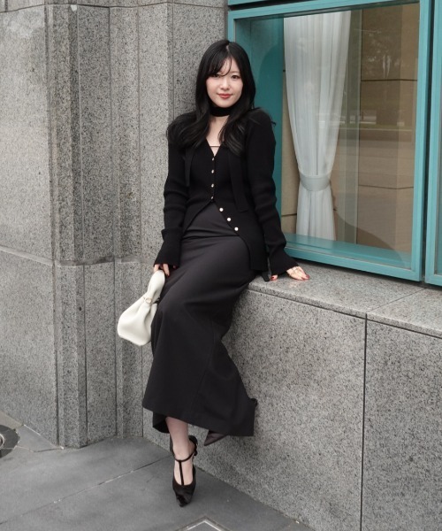 choker rib knit cardigan（チョーカーリブニットカーディガン