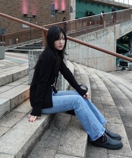 SENEE（セニー）の「choker rib knit cardigan（チョーカーリブニット