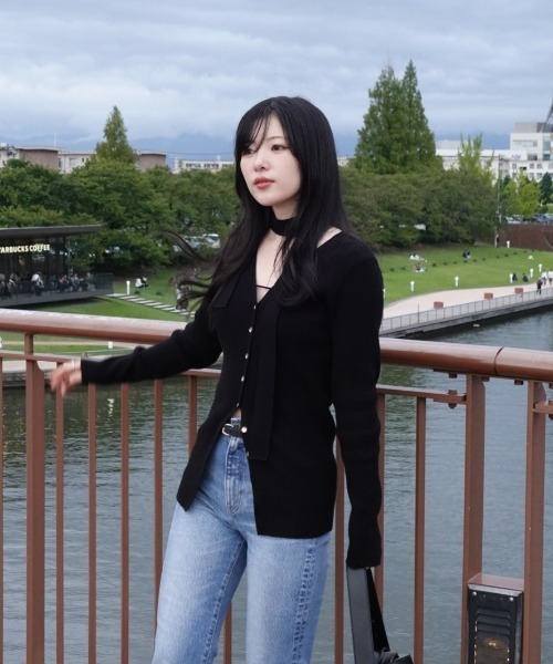 choker rib knit cardigan（チョーカーリブニットカーディガン