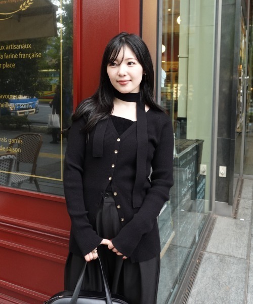 SENEE 完売品 チョーカーリブニットカーディガン ホワイト choker rib