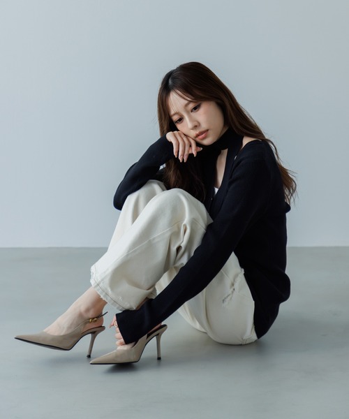 SENEE（セニー）の「choker rib knit cardigan（チョーカーリブニットカーディガン）（ニット/セーター・レディース・ブラック/アイボリー・FREE）」の18枚目の写真