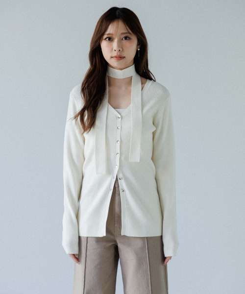 choker rib knit cardigan（チョーカーリブニットカーディガン