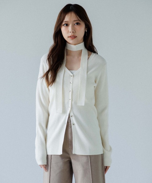 choker rib knit cardigan（チョーカーリブニットカーディガン
