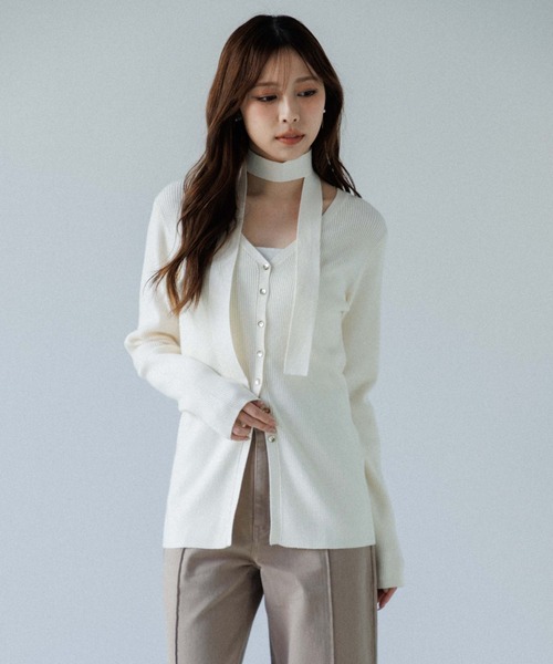 choker rib knit cardigan（チョーカーリブニットカーディガン