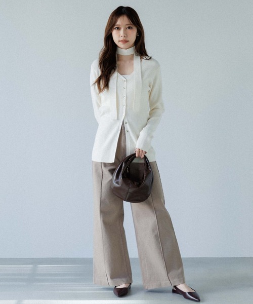 SENEE チョーカーリブニットカーディガン ブラック SENEE（セニー）の「choker rib knit cardigan（チョーカーリブニット