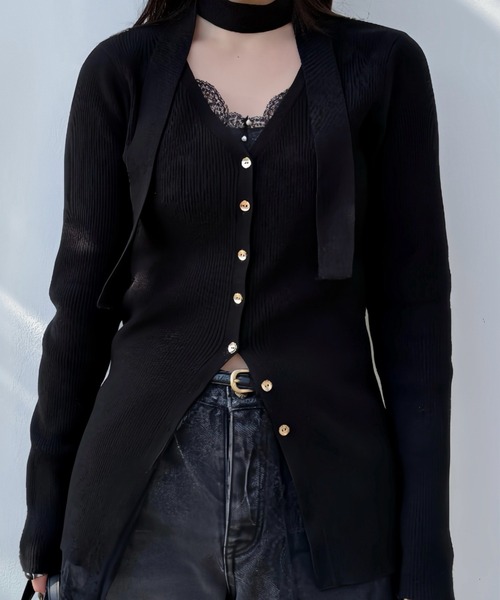 SENNE choker rib knit cardiganチョーカーリブニット choker rib knit cardigan（チョーカーリブニットカーディガン