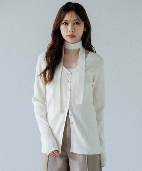 choker rib knit cardigan（チョーカーリブニットカーディガン