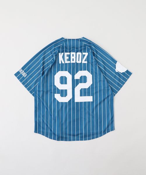 KEBOZ(ケボズ)の「KEBOZ/ケボズ MESH STRIPE BASEBALL JERSEY(シャツ/ブラウス・メンズ・ネイビー/ホワイト・LARGE)」の3枚目の写真