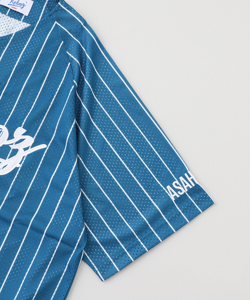 KEBOZ(ケボズ)の「KEBOZ/ケボズ MESH STRIPE BASEBALL JERSEY(シャツ/ブラウス・メンズ・ネイビー/ホワイト・LARGE)」の5枚目の写真
