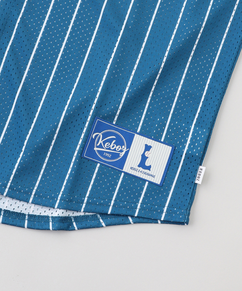 KEBOZ(ケボズ)の「KEBOZ/ケボズ MESH STRIPE BASEBALL JERSEY(シャツ/ブラウス・メンズ・ネイビー/ホワイト・LARGE)」の6枚目の写真
